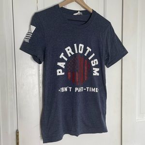 Nine Line navy blue white and red t shirt “patriotism isn’t part-time”